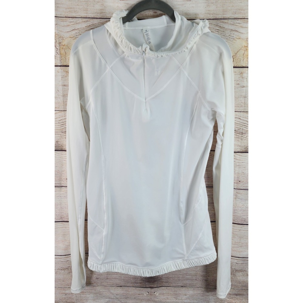Lululemon Water Bound Hoodie Women's 8 Rash Guard Ponytail Opening White